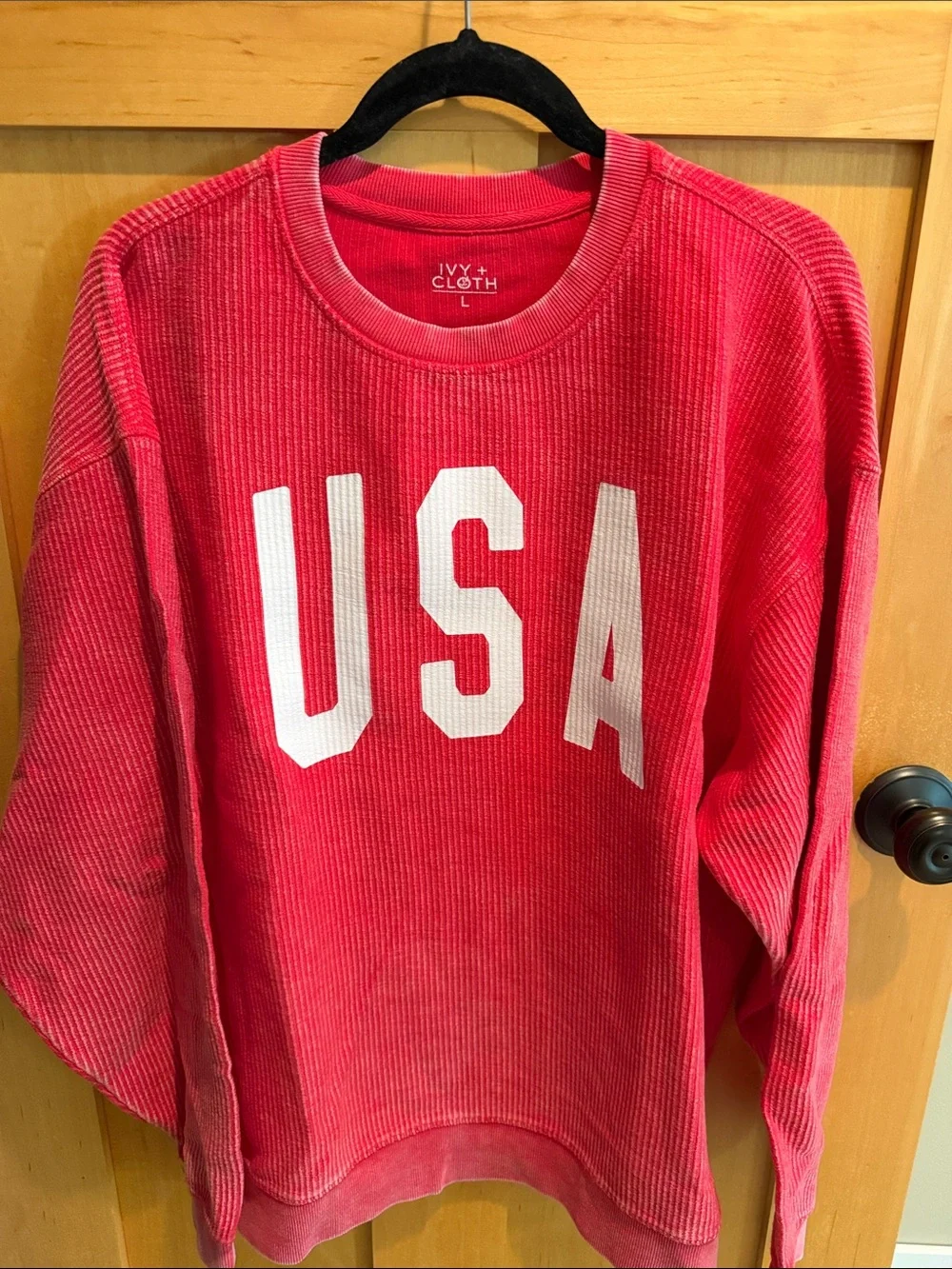 IVY + CLOTH Red USA Corded Sweatshirt - Picture 1 of 2